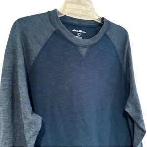 Eddie Bauer Cotton Blend Pullover Long Sleeve Tee Shirt Men's Large Heather Blue